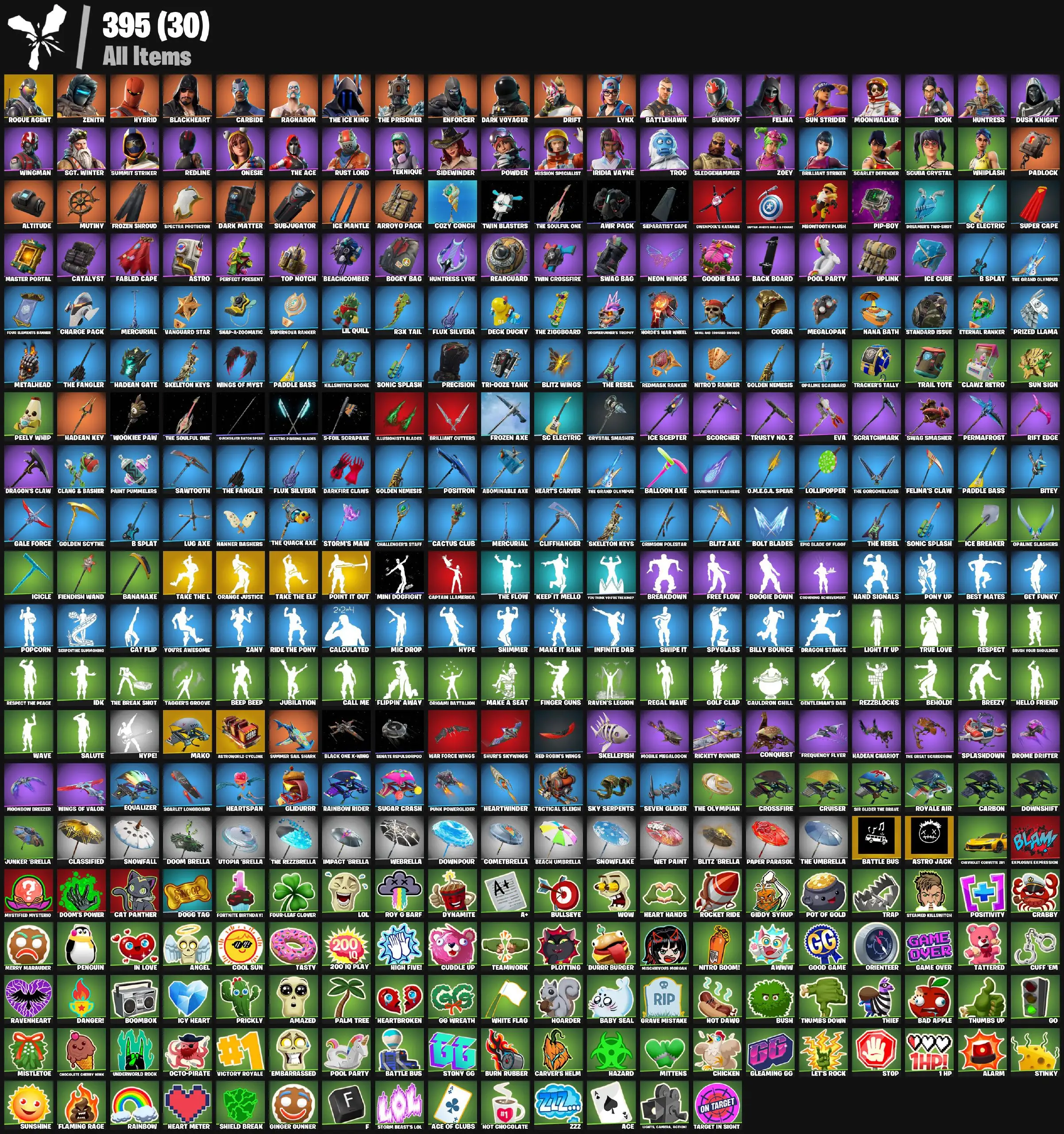 [PC/PSN/XBOX] 39 skins | Take The L | Mako | Rogue Agent | Neon Wings | Clawz Retro | Take The Elf | Orange Justice | Boogie Down | Point It Out | Snowflake 