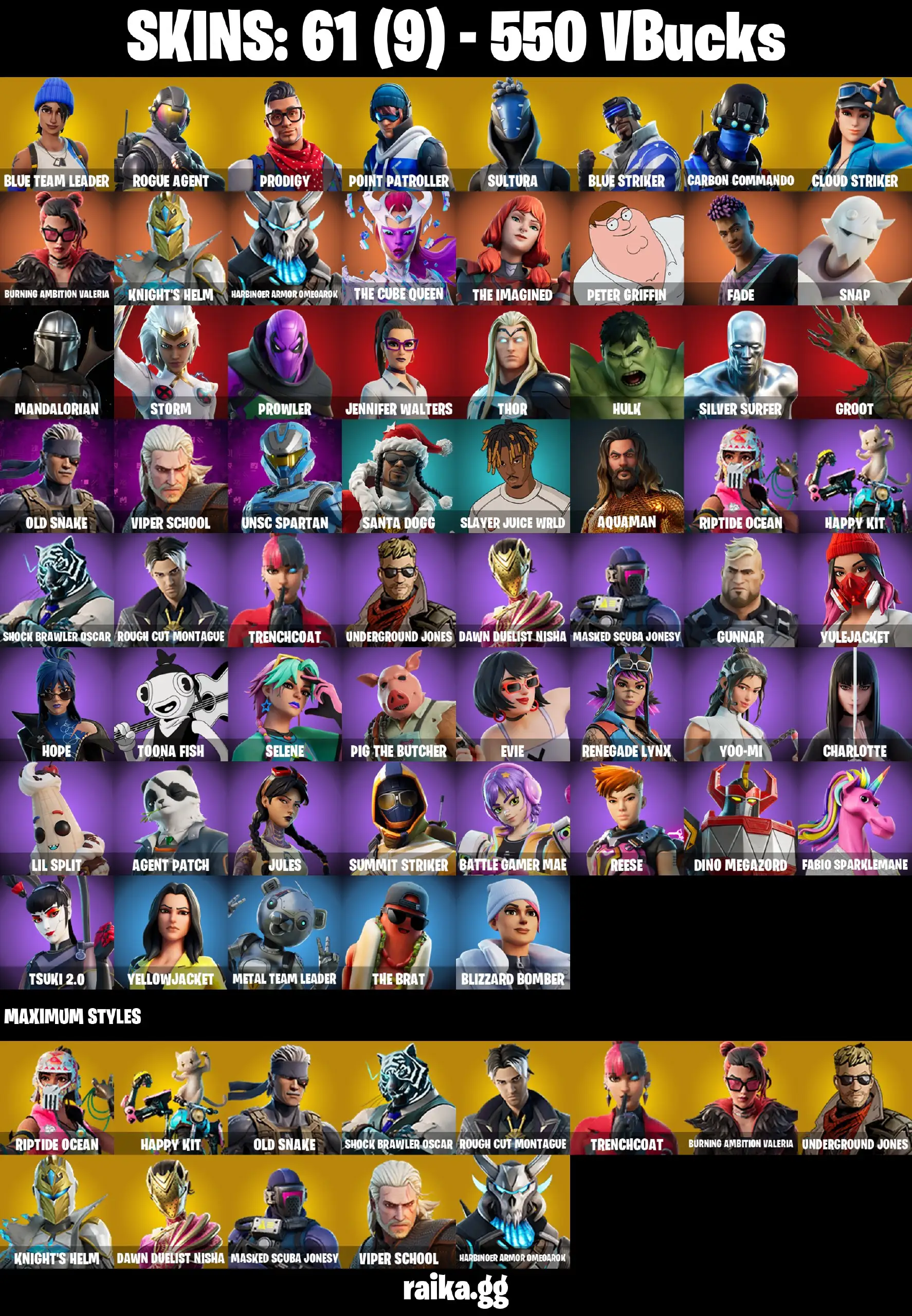 [PC/PS/XB/NIN] 61 skins 🔥 OG STW 🔥 Rogue Agent | Renegade Lynx | Cloud Striker | Blue Striker | Trilogy | Prodigy | Blizzard Bomber |