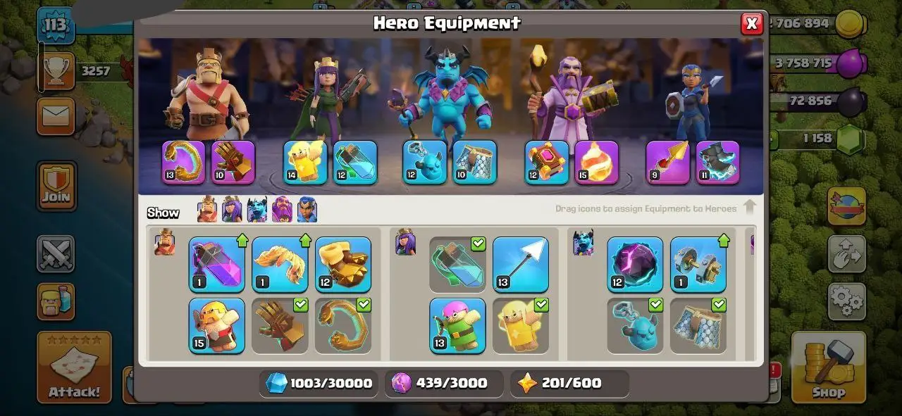 💎 TH13 HOT DEAL 💎 | 3660 ATB ⚔️ | 14 EQUIPS 🛠 | HEROES 40-47-35-16-13 👑 | MAGIC ITEMS + CWL LOOT 💰 | RENAME ✅ | FAST DELIVERY 🚀