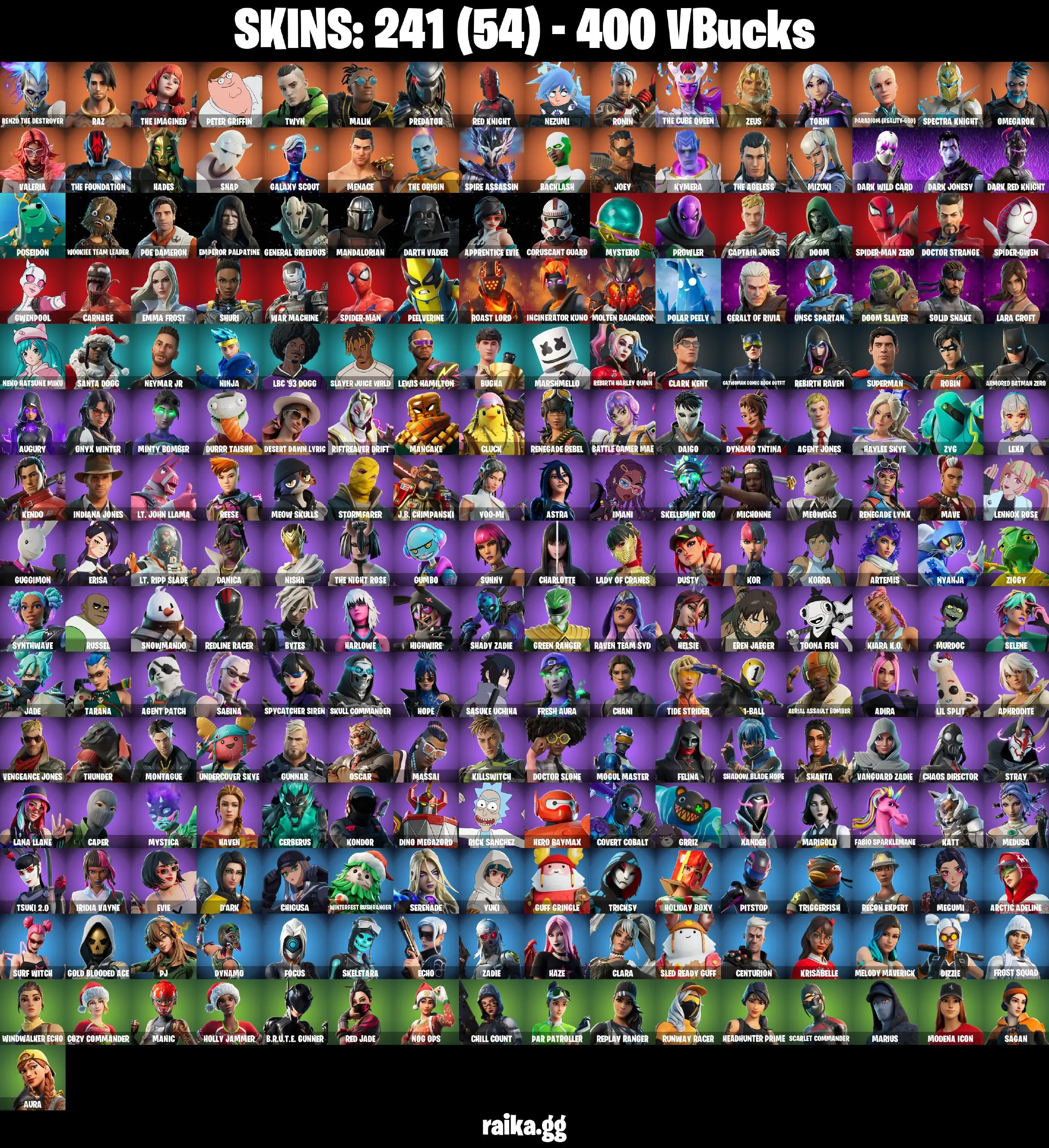 [PC/PSN/XBPX] 241 skins | Leviathan Axe | Raz | The Imagined | Peter Griffin | Twyn | Malik | Predator | Red Knight | Nezumi | Ronin | 400 VB