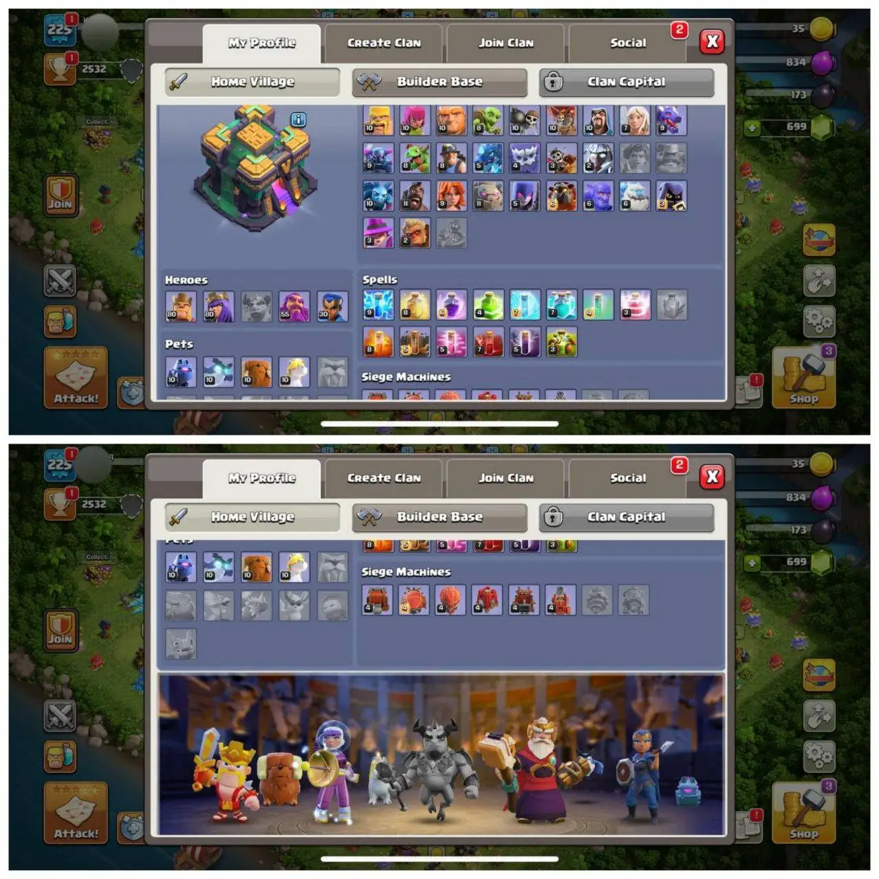 {STRONG ACCOUNT} TH14 PURE MAX⚡️5 EPIC EQUIPMENTS⚡️XP-225⚡️HERO 80-80-55-30 ⚡️  MAXED WALLS⚡️126 CWL MEDALS⚡️MAGIC ITEMS⚡️OP LAB⚡️INSTANT DELIVERY 🚚