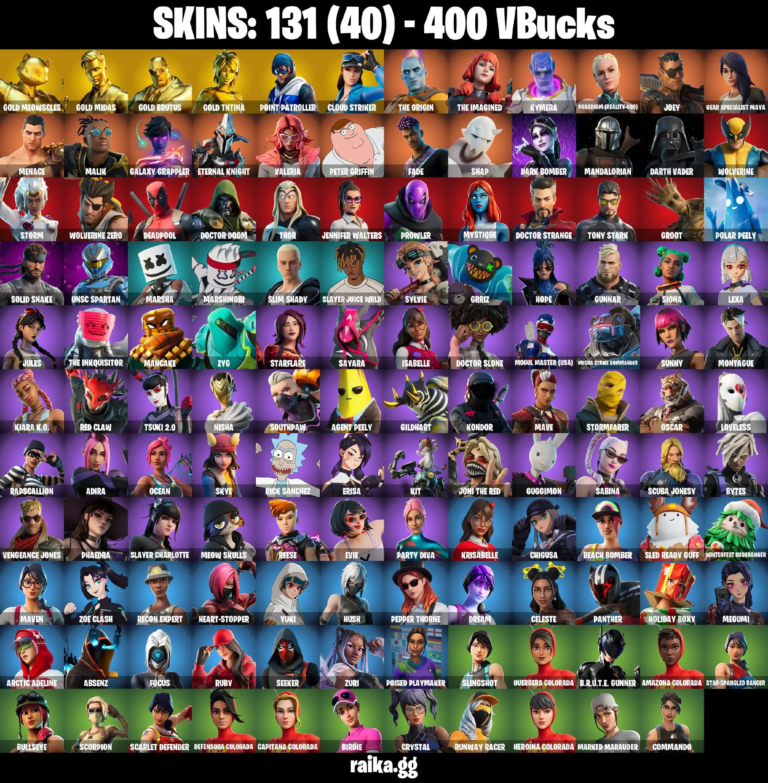 [PC/PSN/XBOX] 131 skins | Leviathan Axe Gold Brutus | Gold TNTina | Gold Midas | Gold Meowscles | Point Patroller | Cloud Striker | Fade