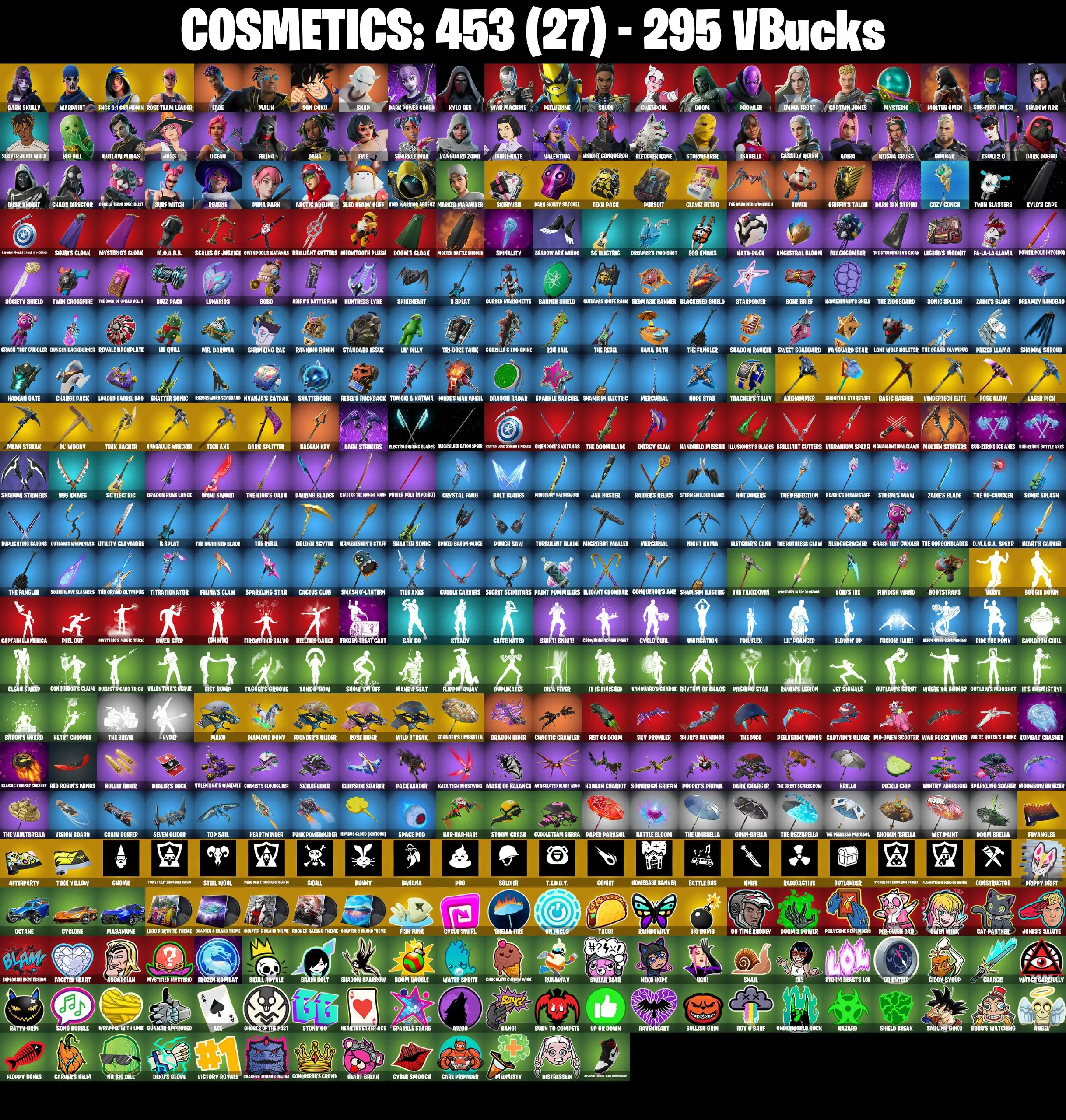 [PC] 54 skins | OG STW | Dark Skully | Mako | FNCS 3:1 Champion | Skirmish | Dark Skully Satchel | Tekk Pack | Pursuit | Clawz Retro | Axehammer (PARENTAL CONTROL)