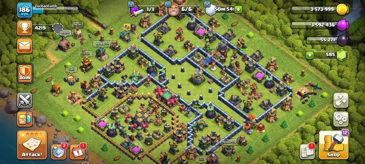 [#643] ALMOST MAX TH 14 | 75-75-40-55-25 HEROES | STACKED MAGIC ITEMS | 500 RENAME | BEST EQUIPMENT | 6 HEROES SKIN | INSTANT DELIVERY