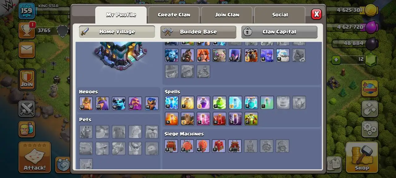 [#828] ALMOST MAX TH 13 | BLUE WALLS | 62-68-41-32-14 HEROES | 500 RENAME | INSTANT DELIVERY