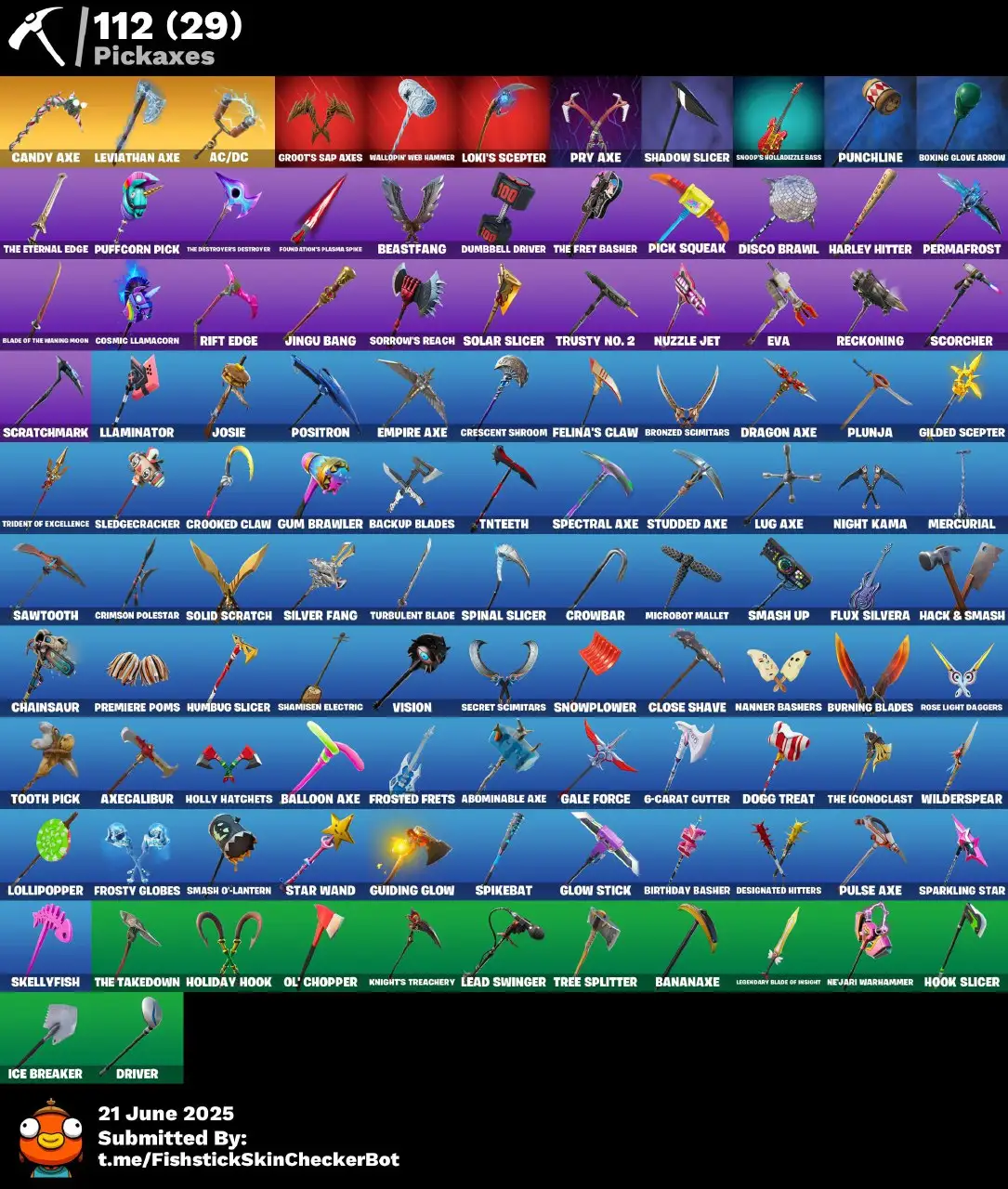 107 Skins | Black Knight, The Reaper, Royale Knight, Leviathan Axe, Floss | 650 VB | +mail