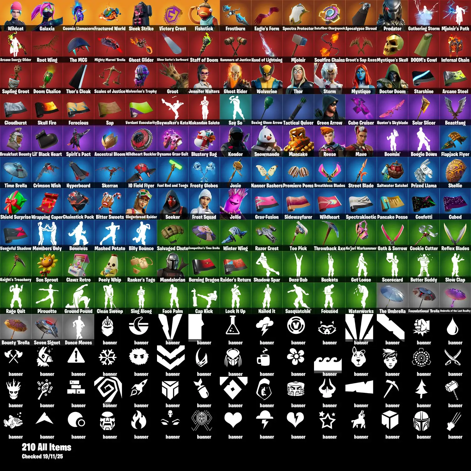 [PC/PSN/XBOX] 23 Skins | Wildcat | Galaxia | Fishstick | Fractured World | Sleek Strike | Victory Crest | Cosmic Llamacorn | 200 VB