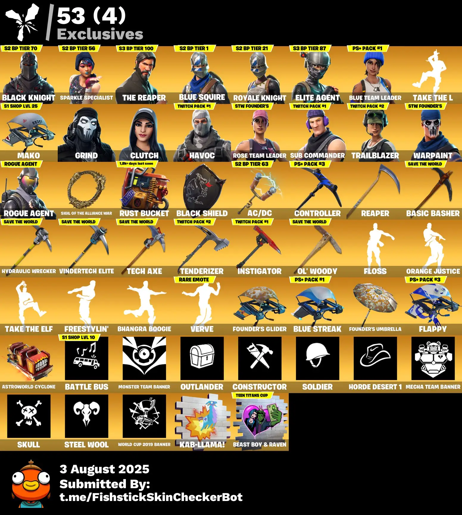 267 Skins | OG STW | Black Knight | Sparkle Specialist | The Reaper | Blue Squire | Royale Knight | Elite Agent | B 