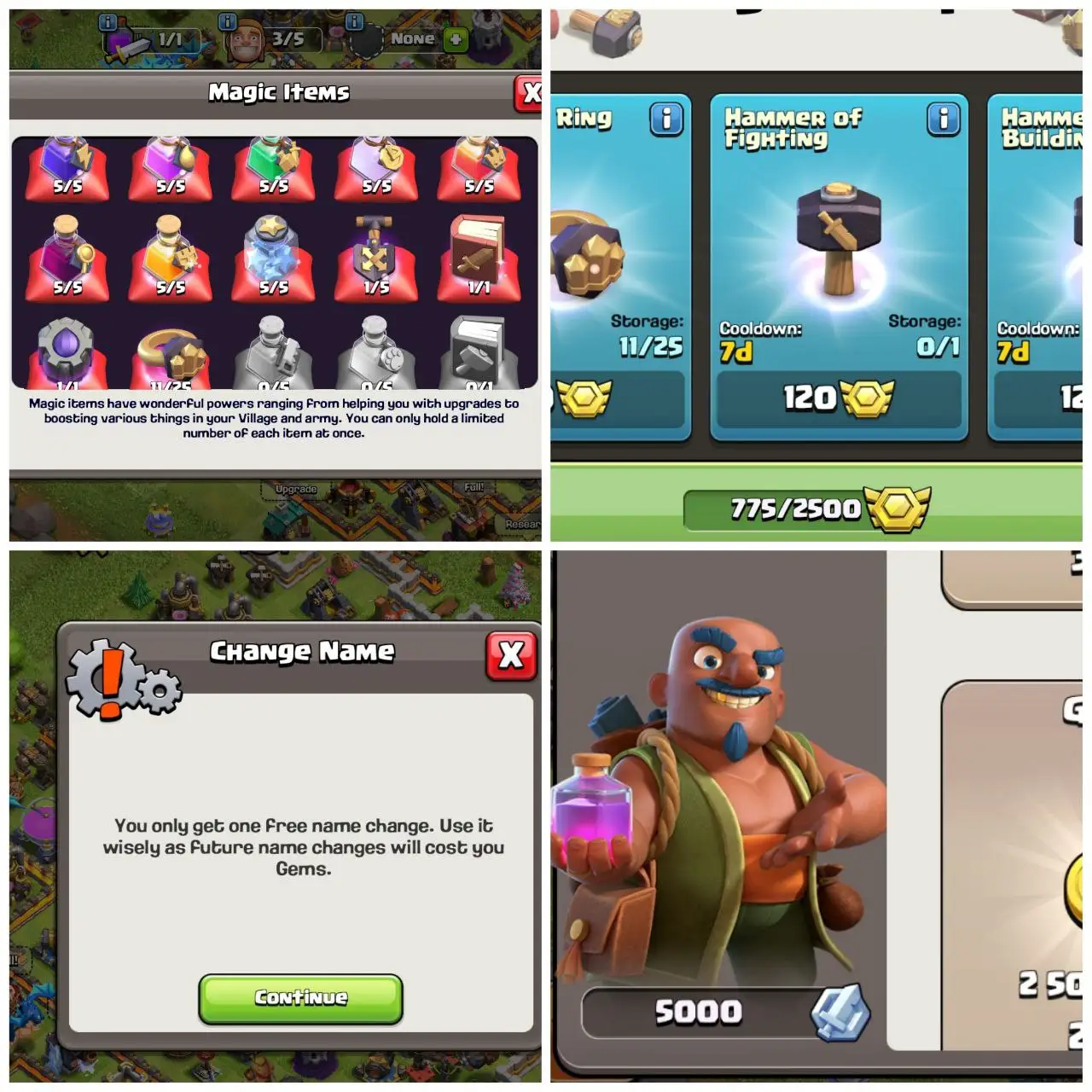 DONATION TH12|3960 GEMS |STACKED 5K RAID MEDALS 775 CWL MEDALS |FREE RENAME | HEROES 56-42-33-37| INSTANT DELIVERY