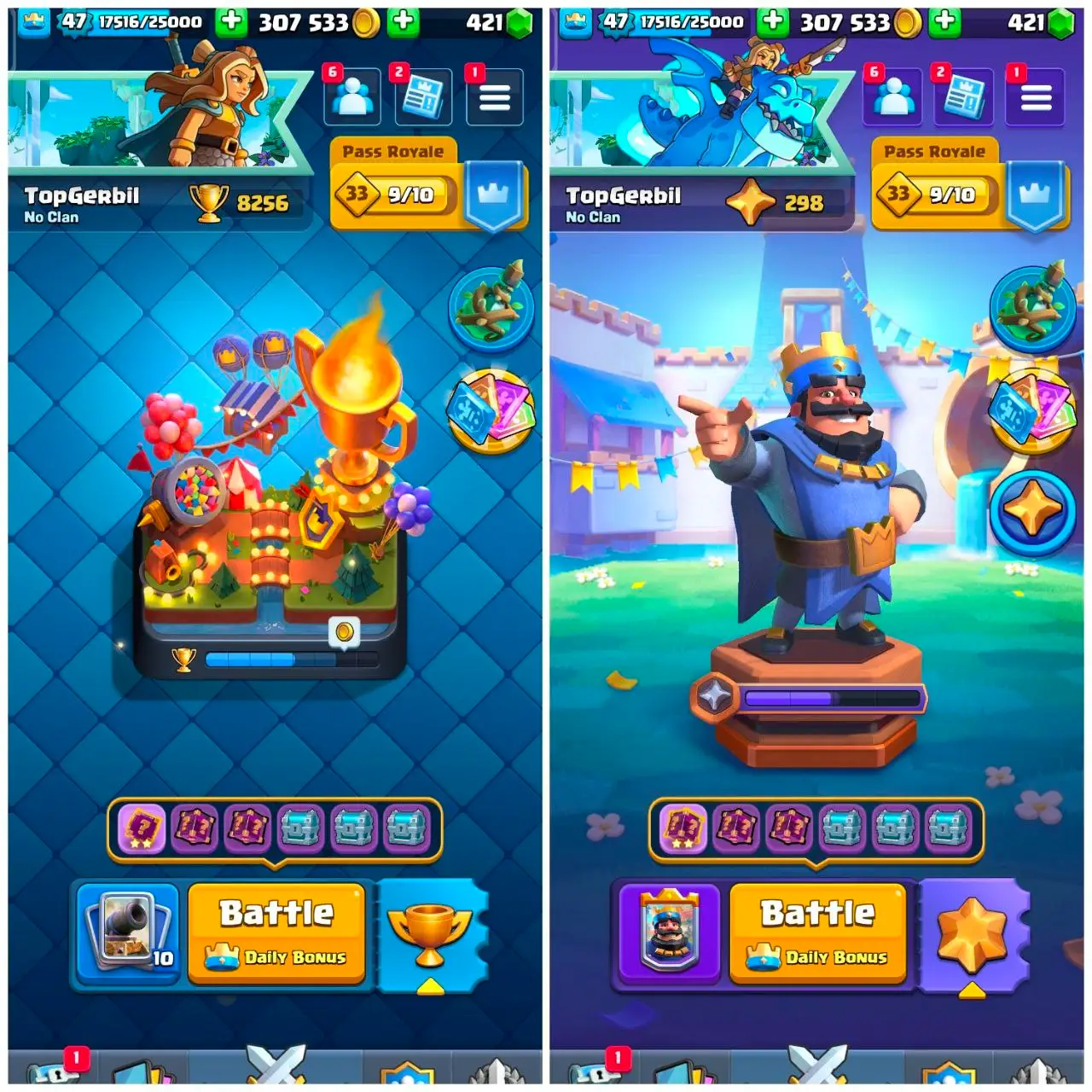 [#1453] 8256 TROPHY | 47 LEVEL  | 21 ARENA  | 14 KT  | 73 EMOTES   | 500  RENAME | CHEAP PRICE | INSTANT DELIVERY