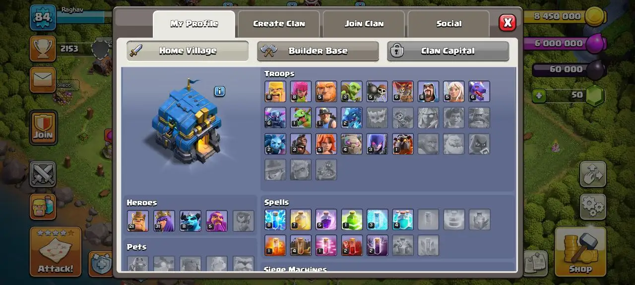[#1317] SEMI-MAX TH 12 | 21-31-8-5 HEROES | SOME MAGIC ITEMS | FREE RENAME  | INSTANT DELIVERY