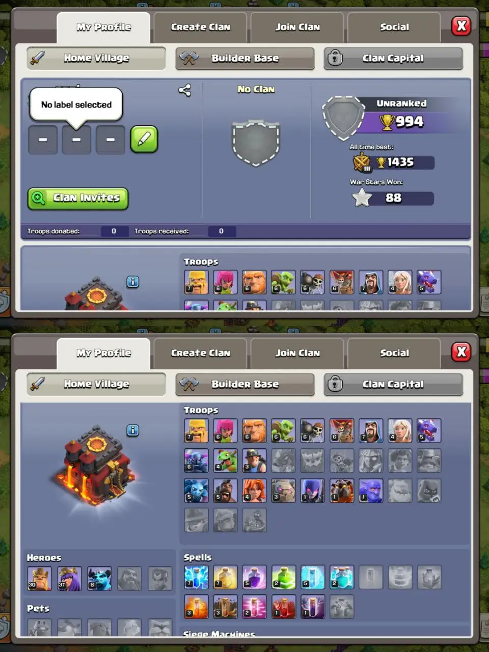 [#840] ALMOST MAX TH 10 | 30-37-8 HEROES | STACKED MAGIC ITEMS | 118 CWL MEDALS | 1000 RENAME | INSTANT DELIVERY