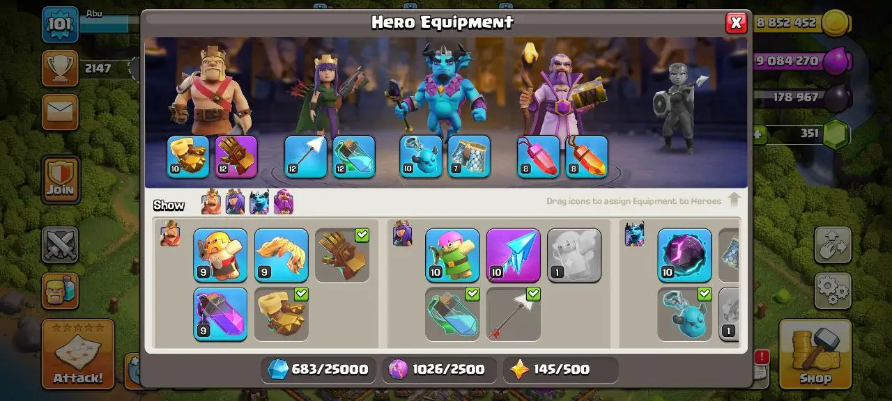 [#691] SEMI-MAX TH 11 | 41-42-21-18 HEROES | FREE RENAME | BEST EQUIPMENT | INSTANT DELIVERY