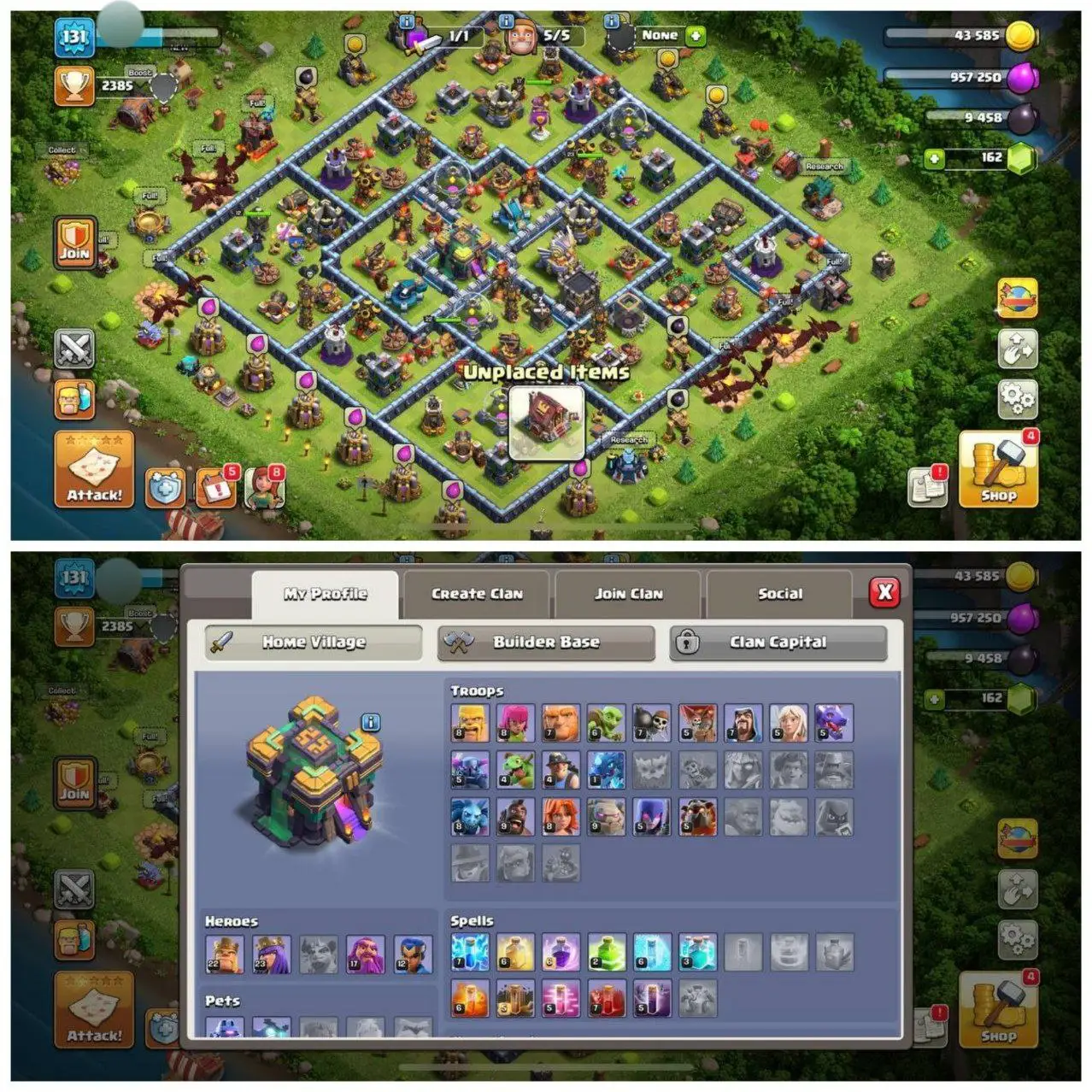 {CRAZY ACCOUNT} TH14 SEMI MAX⚡️XP-131⚡️HERO 22-23-17-12⚡️  DARK BLUE WALLS⚡️FREE NAME CHANGE⚡️MAGIC ITEMS⚡️OP LAB⚡️INSTANT DELIVERY 🚚