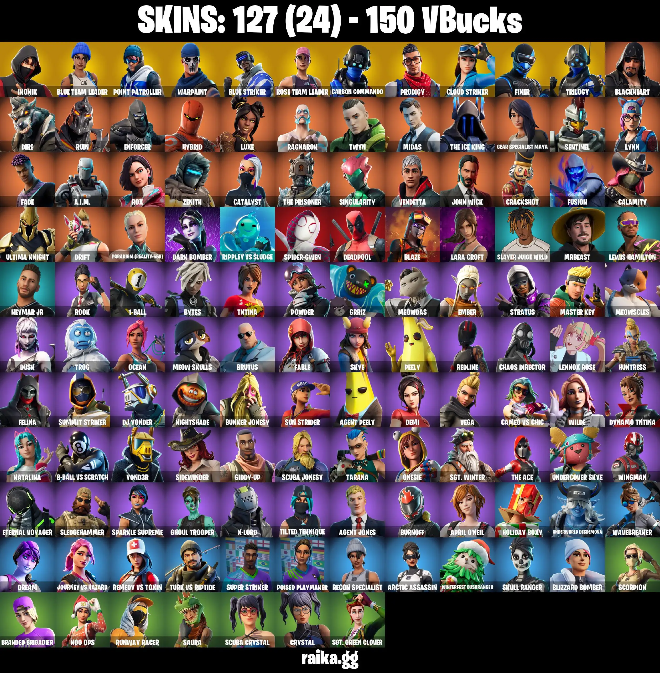 PC/XBOX 127 skins | IKONIK | OG STW | Blue Team Leader | Cloud Striker | Katalina | Prodigy | Carbon Commando | John Wick