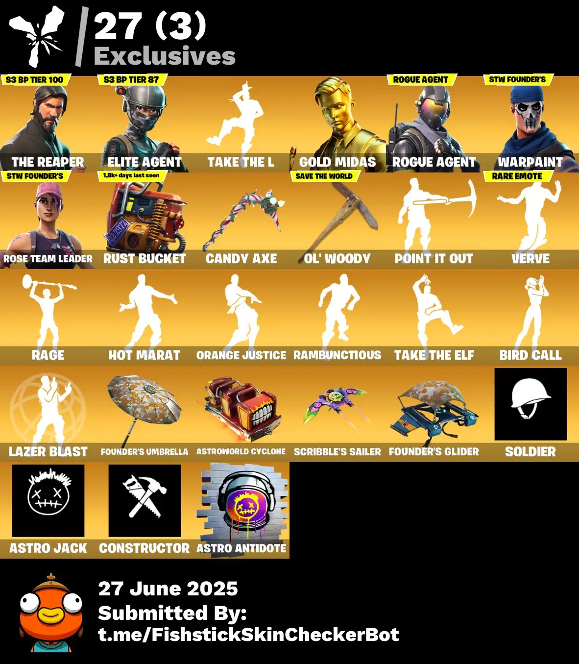 242 Skins · 66 Paid · Stacked OG + Iconic | IKONIK, Galaxy Grappler, Rose Team Leader, Peter Griffin, Goku Black & More 🔥