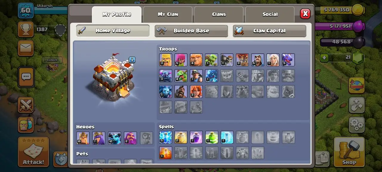 [#1308] BEGINNERS TH 11 | 18-7-12-2 HEROES | FREE RENAME | SOME MAGIC ITEMS | INSTANT DELIVERY