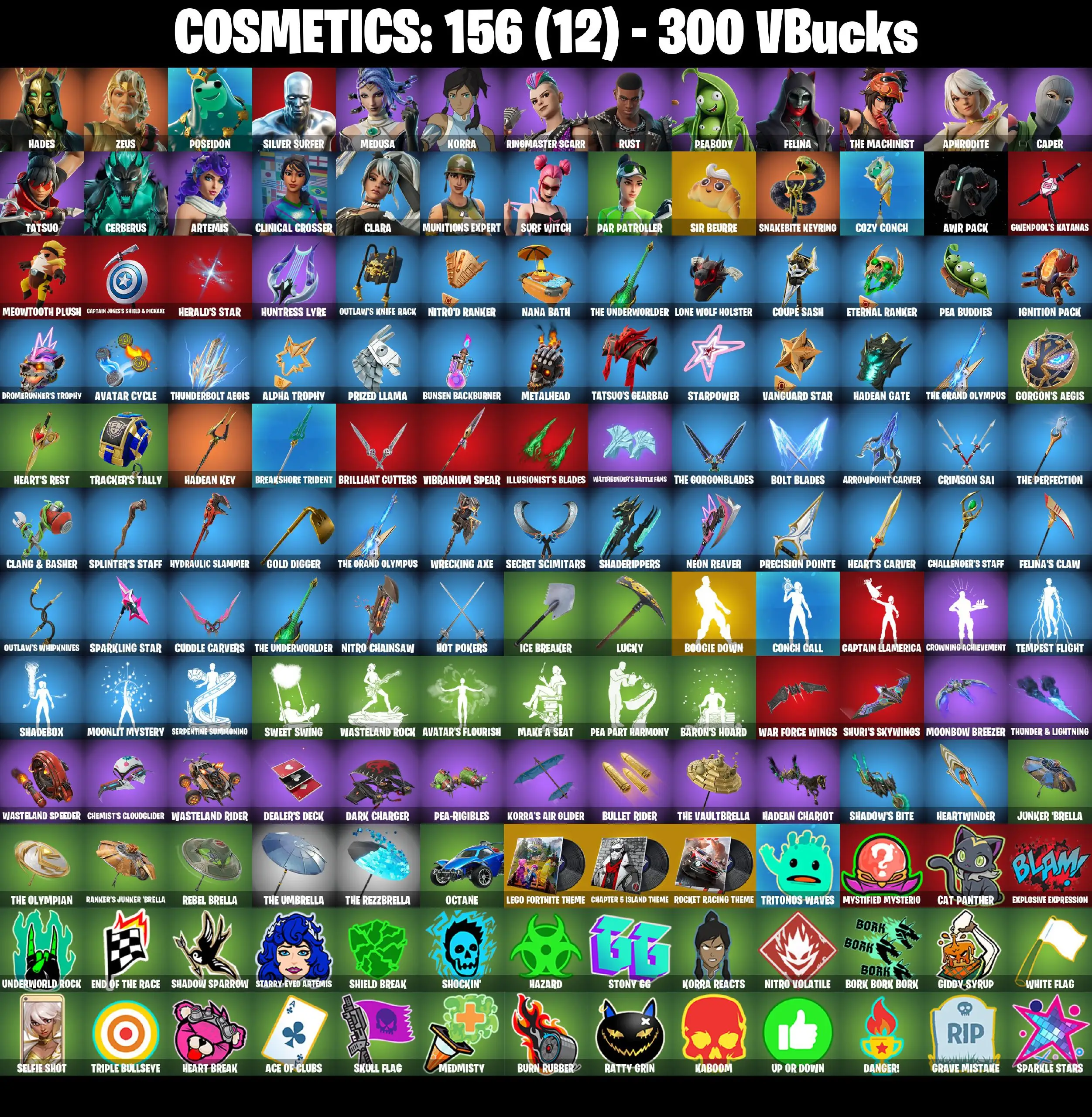 [PC/PSN/XBOX] 21 SKINS / HADES / ZEUS / POSEIDON / SILVER SURFER / KORRA / ARTEMIS / FELINA / APHRODITE / CAPER / RINGMASTER SCARR /