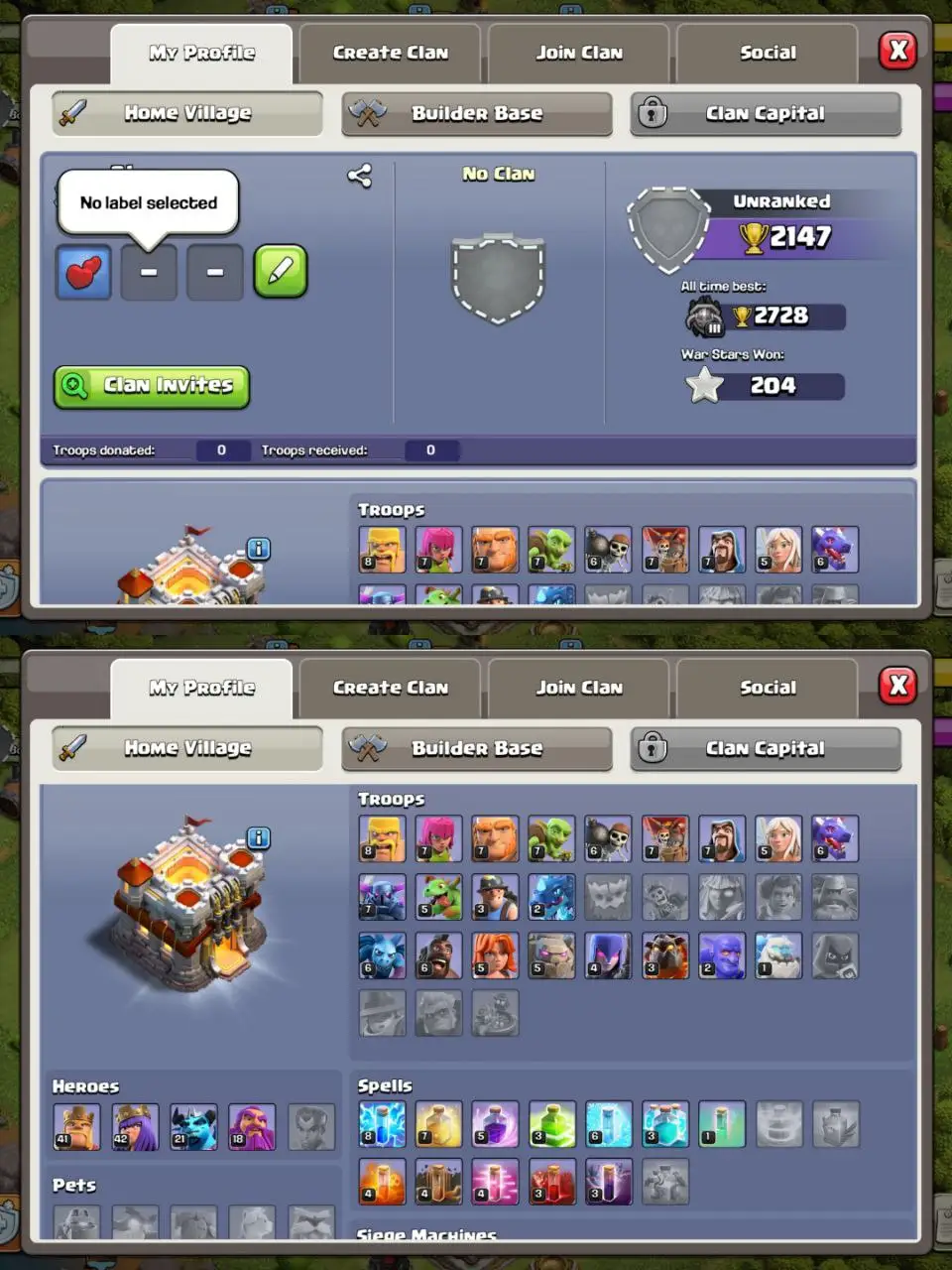 [#691] SEMI-MAX TH 11 | 41-42-21-18 HEROES | FREE RENAME | BEST EQUIPMENT | INSTANT DELIVERY