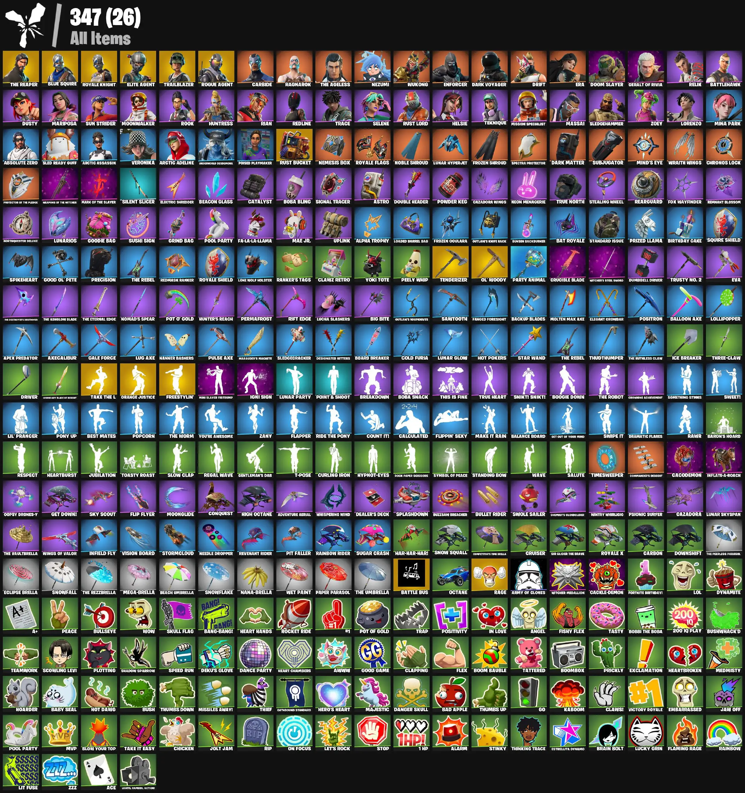 [PC/XBOX] 45 skins | The Reaper | Blue Squire | Royale Knight | Elite Agent | Rogue Agent | Trailblazer | True North | Rust Bucket | Clawz Retro