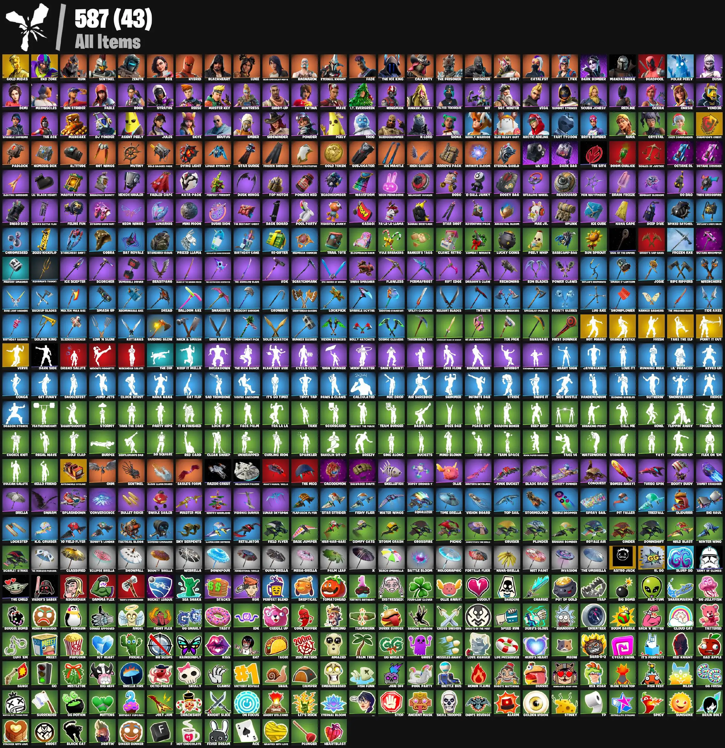 [PC/PSN/XBOX] 74 skins | Gold Midas | End Zone | Tart Tycoon | Neon Wings | Clawz Retro | Champion's Crest | Octane RL | Shooting Starstaff | Boogie Down 