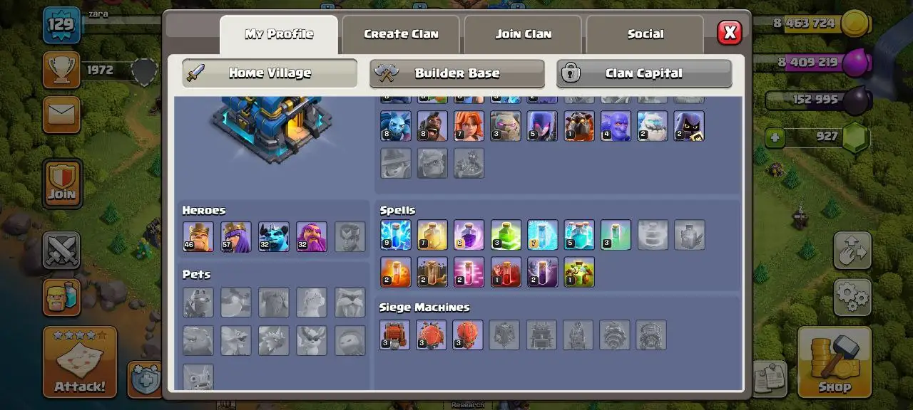 [#844] SEMI-MAX TH 12 | 46-57-32-32 HEROES | 870 CWL MEDALS | SOME MAGIC ITEMS | 1000 RENAME | INSTANT DELIVERY