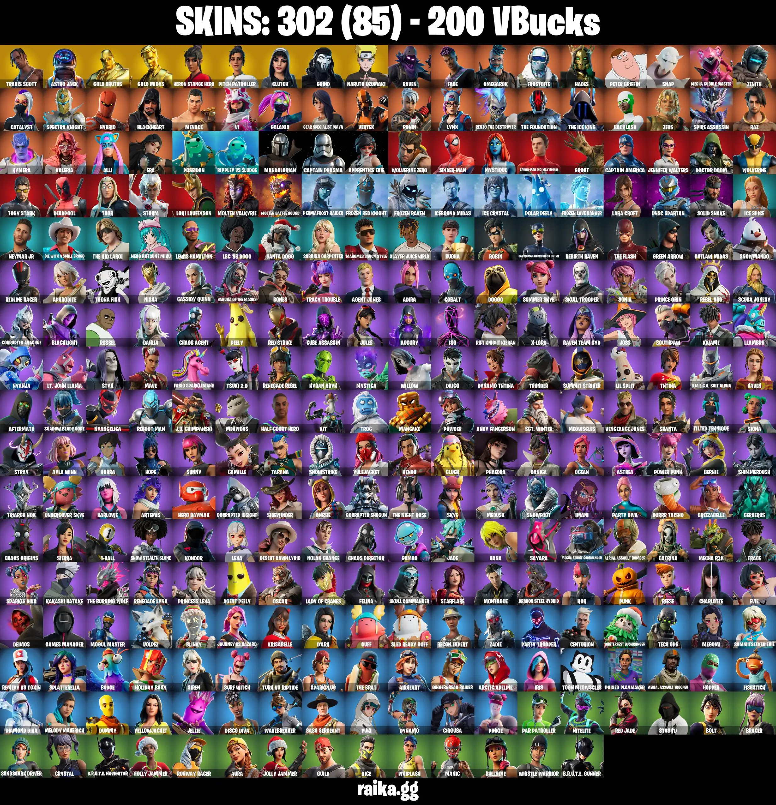 [PC/PSN/XBOX] 302 skins | Travis Scott | Leviathan Axe | Grind | Astro Jack | Gold Brutus | Gold Midas | Heron Stance Hero | 200 VB
