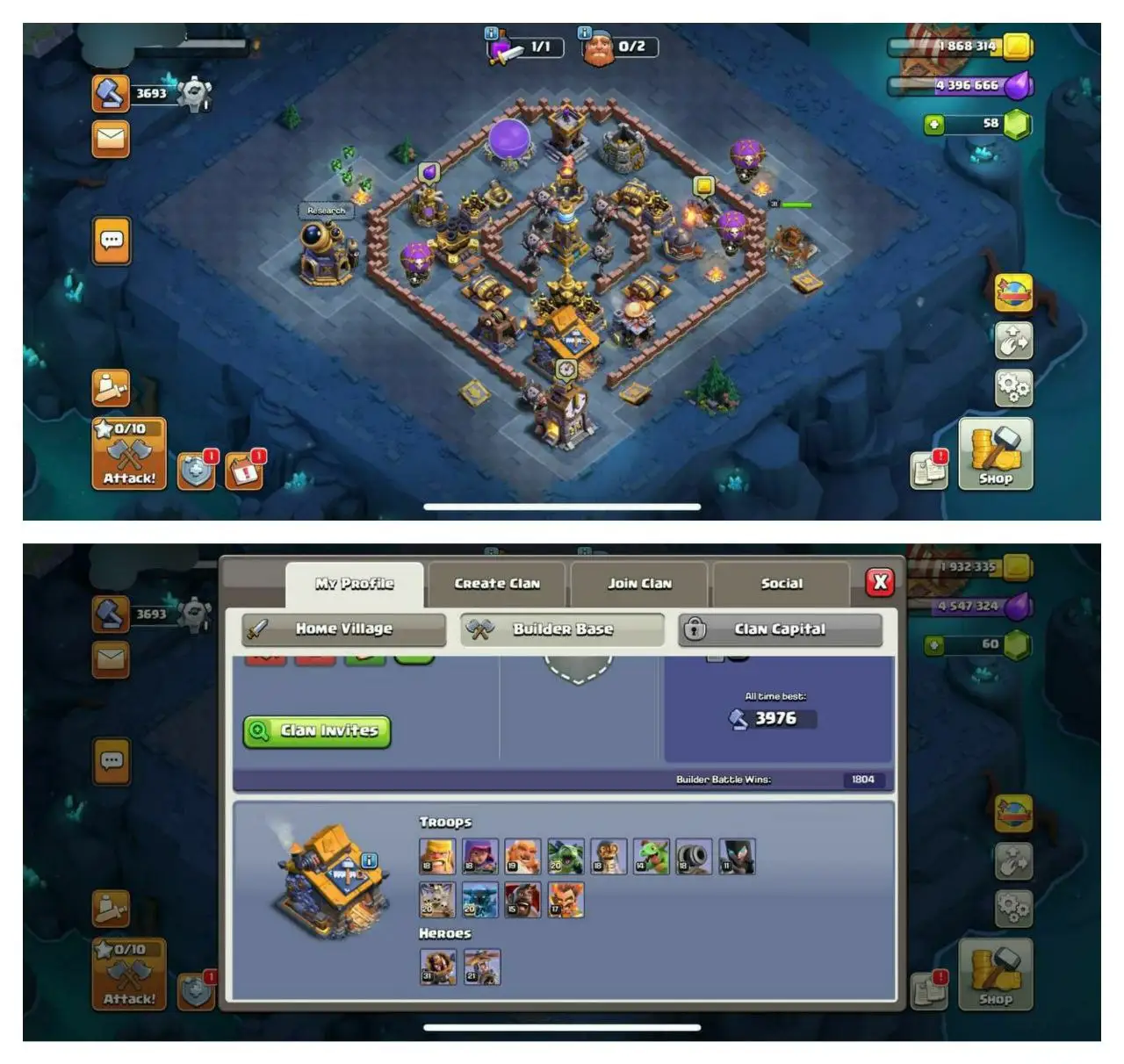 {CRAZY ACCOUNT} TH14 SEMI MAX ⚡️XP-213⚡️HERO 63-80-55-30⚡️MAGIC ITEMS⚡️OP LAB⚡️INSTANT DELIVERY 🚚