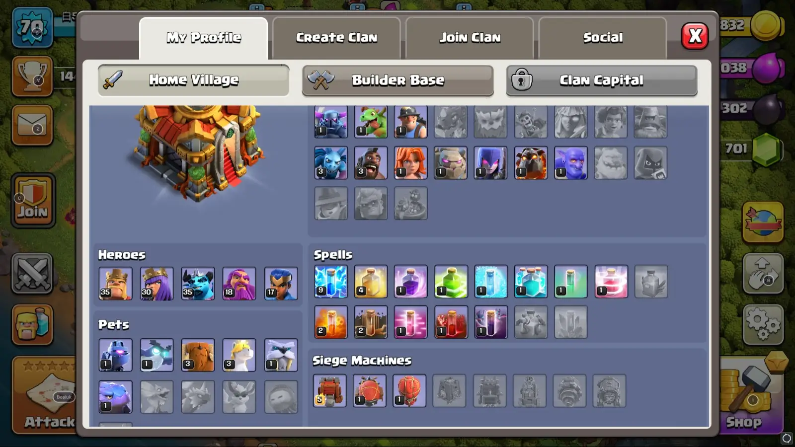 🏆 TH16 · Lv 69 · 1524 Cups · 106 Wins | Max BH3 · Rare Progression Account!