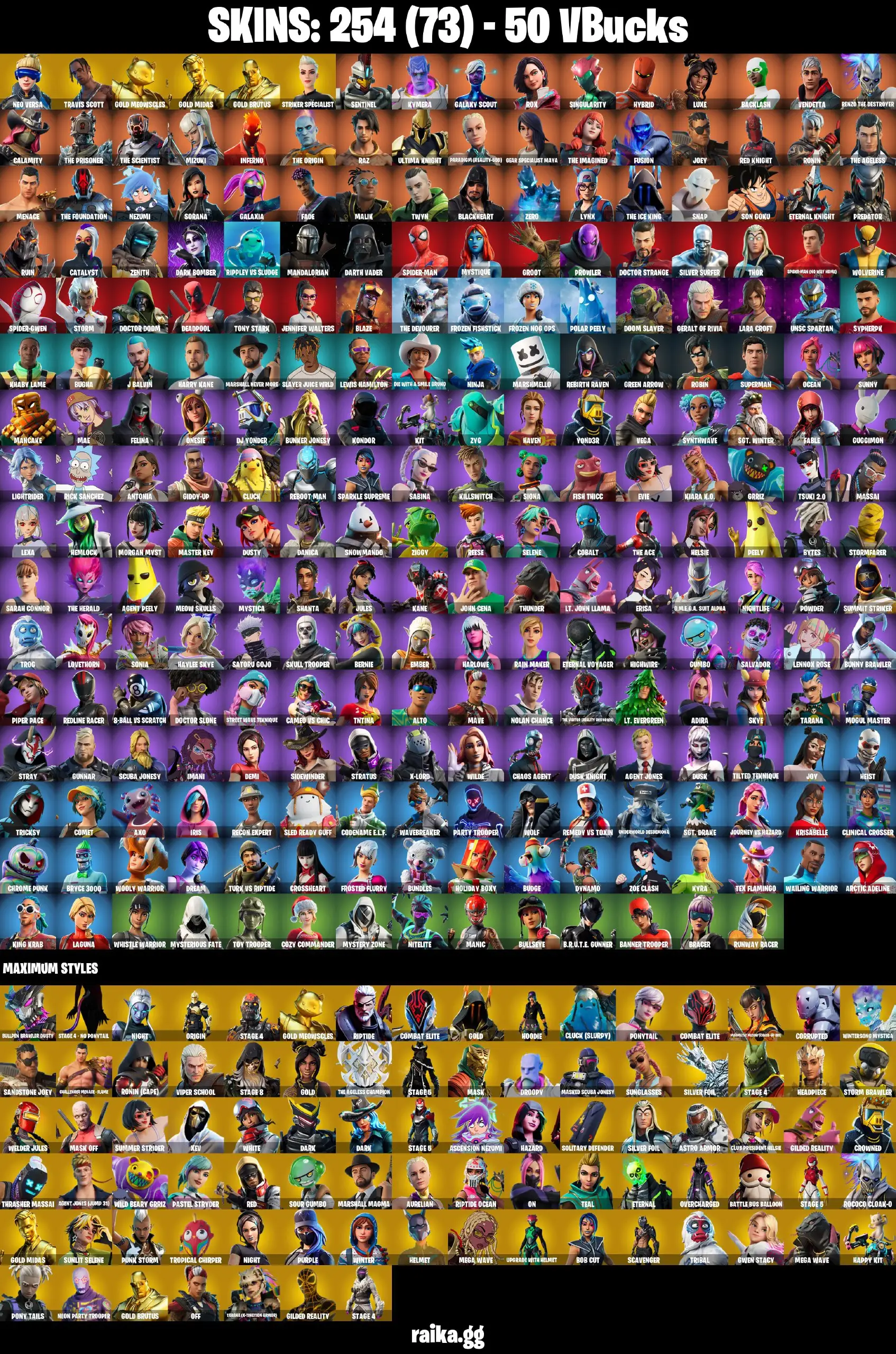 PC/PSN 254 skins | Travis Scott | Neo Versa | Gold Midas | Gold Brutus | Gold Meowscles | Backlash | The Origin | Hybrid | 560 VB