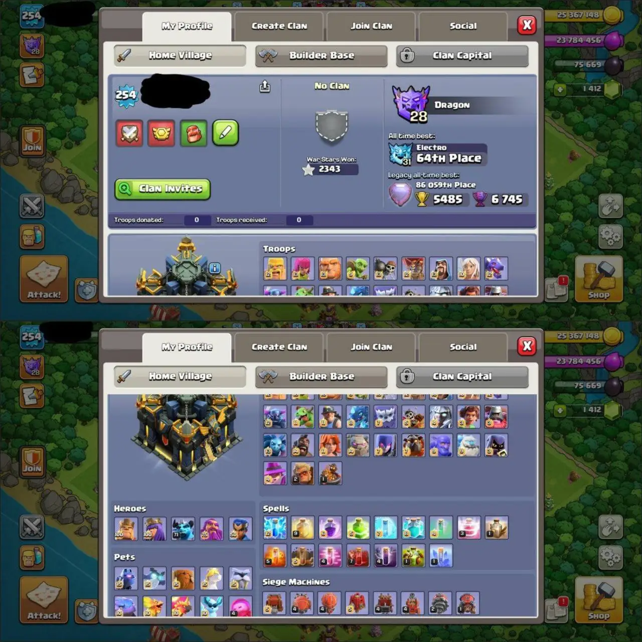 βοΈ 30 EQUIPMENTS π° MAX TH-17 π₯ | π 4 HEROES MAXED | π― XP LEVEL 254 π§©| MAX DEFENSE βοΈ| 2343 WAR STAR βοΈ| 5485 ATB π₯| RENAME ποΈ| FAST DELIVERED π