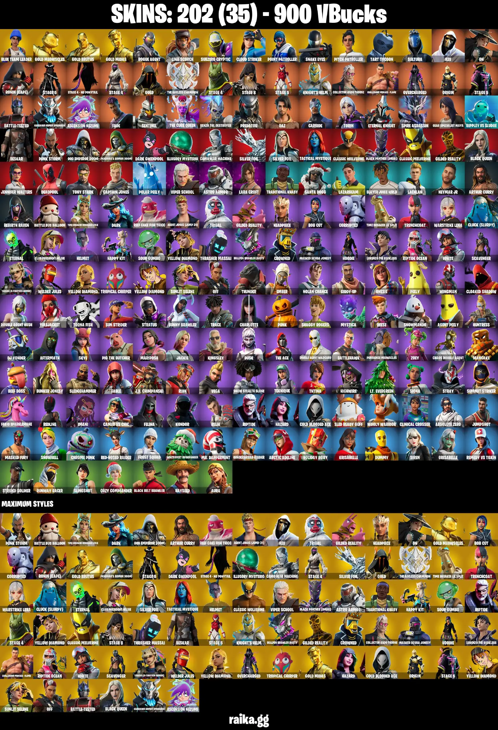 🔥 OG STACKED 🔥 ACCOUNT 202 skins Leviathan Axe |OG STW | Gold Meowscles | Gold Midas | Rogue Agent | Lara Croft | Reaper | Peely | Lynx | Drift