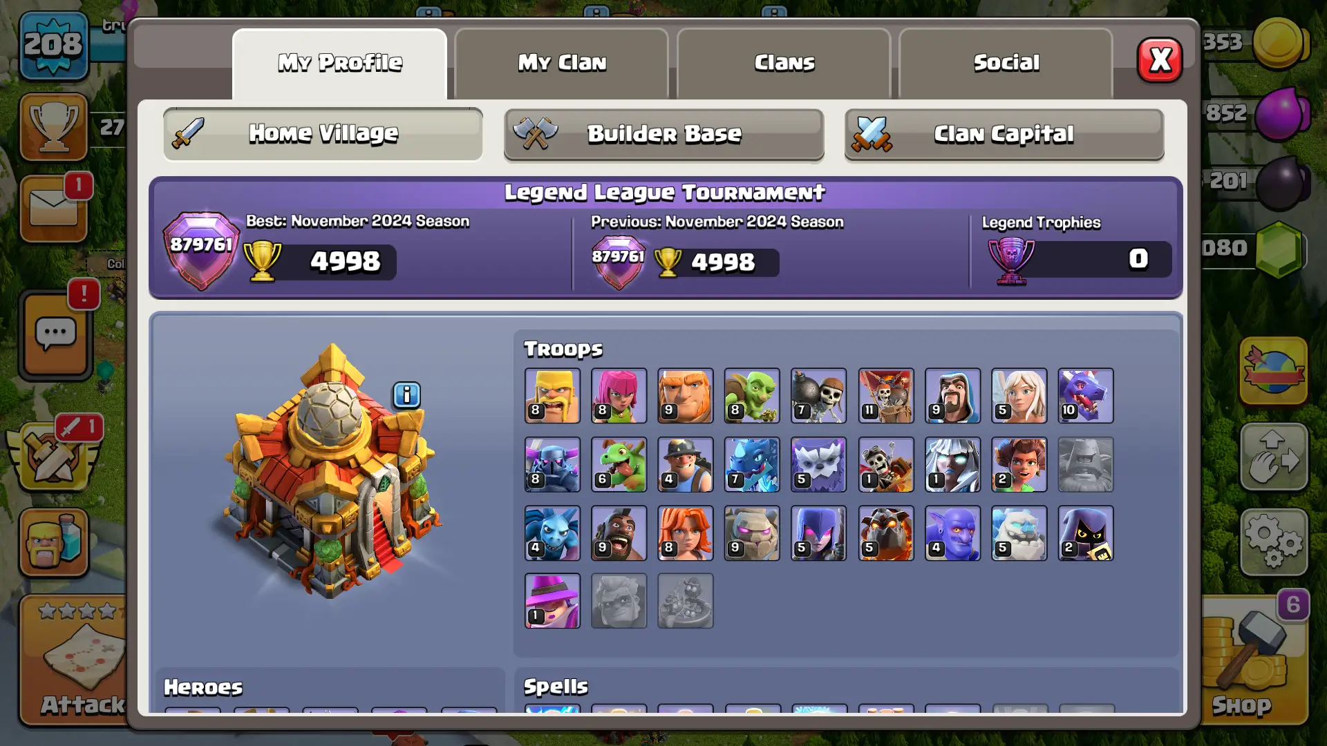 🔥 TH16 | Level 208 | 2733 Trophies | BH9 – 2332 Cups