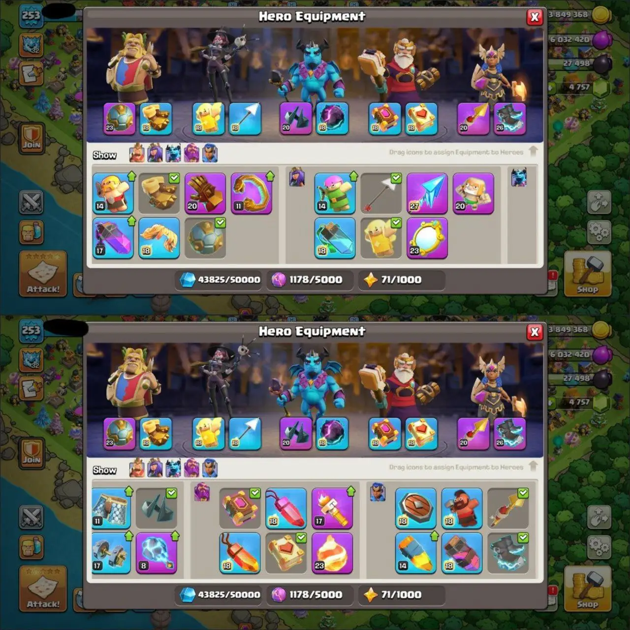 ⚔️32 EPIC EQUIPMENTS 🏰 MAX TH-17 🔥 | 👑 4 HEROES MAXED | 🎯 XP LEVEL 253 🧩| MAX DEFENSE ❄️| 12X HERO SKINS 🎗| 4.7K GEMS ☀ | 2636 WAR STAR ⭐️| 5894 ATB 💥| 812 CWL MEDALS 🎉 | RENAME 🀄️| FAST DELIVERED 🚀