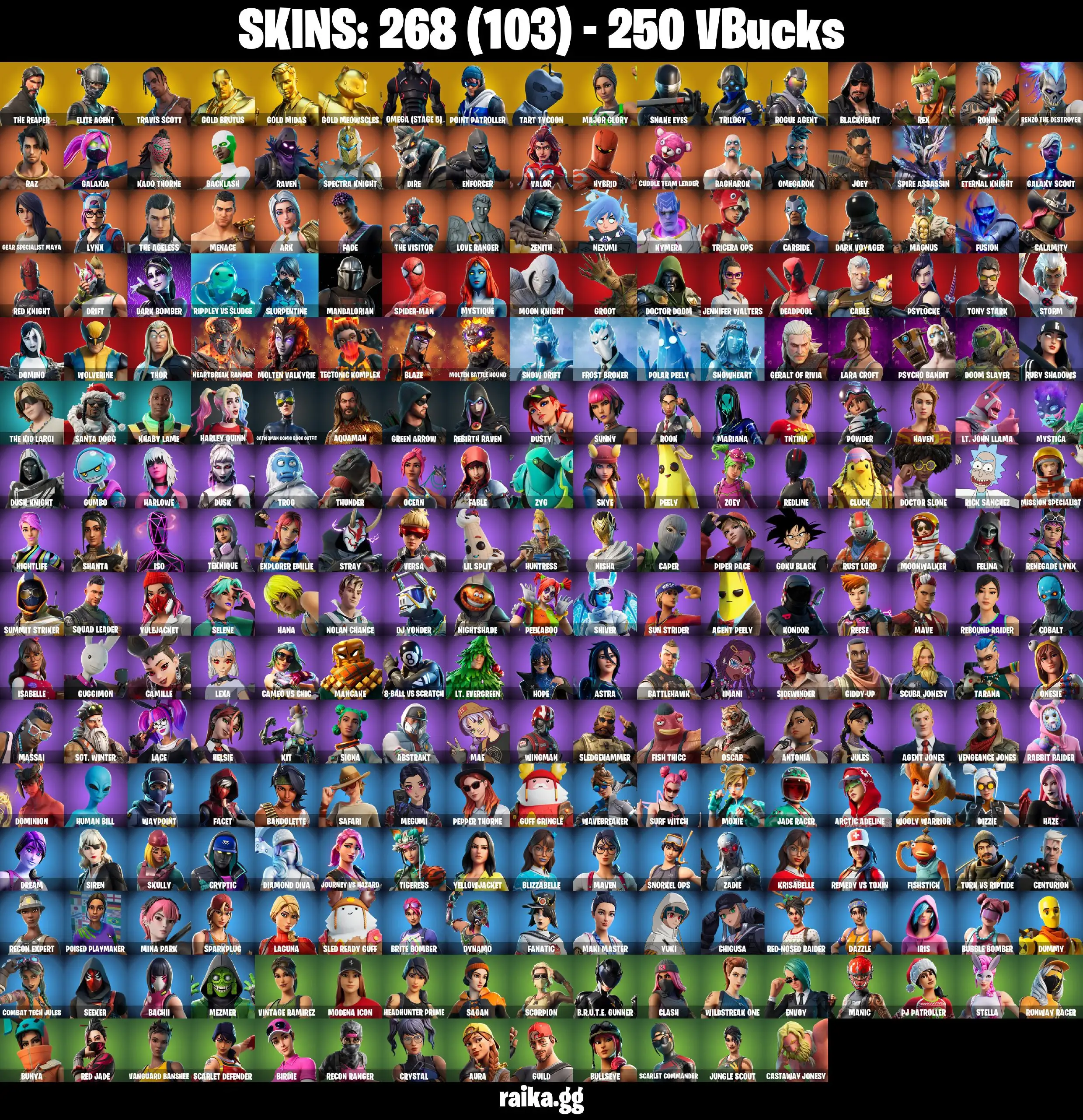 PC/XBOX/PSN 266 skins | Travis Scott | The Reaper | Psycho Bandit | Take The L | Omega (stage 5) | Elite Agent | Gold Brutus | Gold Midas