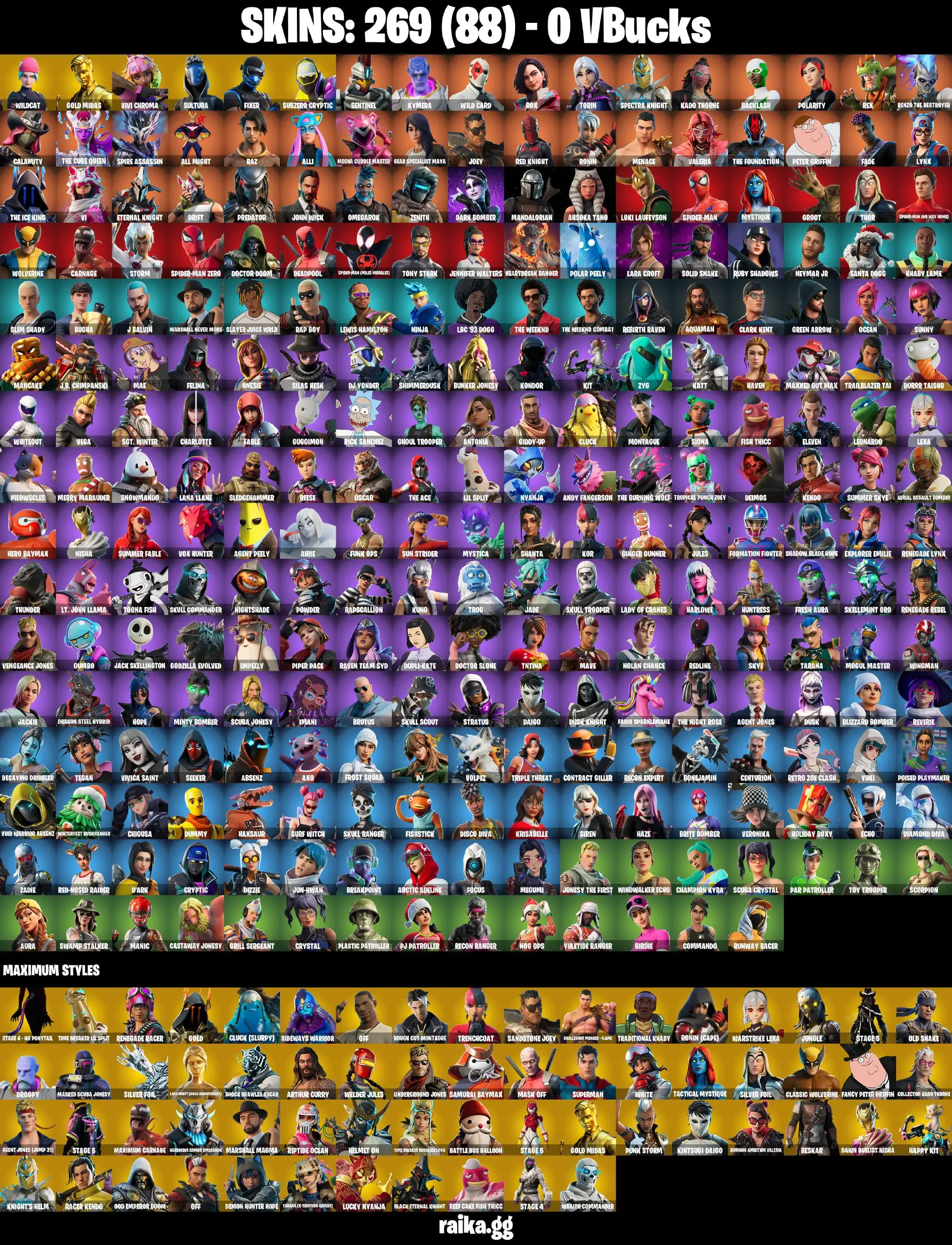 PC 269 skins | Wildcat | Gold Midas | Sultura | Vivi Chroma | Subzero Cryptic | John Wick | Fixer | Drift | Spectra Knight 400 VB