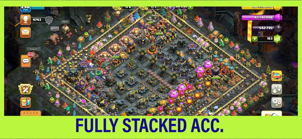 🇬🇧 UK LOCAL-MAX WALL&DEFENSE👑NEAR MAX TH-17| 4 HEROES MAXED|4X-2015 X-MAS🎄DECORATIONS 100+ 🀄️ | 9 MAX EQUIPMENTS 🪭| 258 XP LVL 🧩| ❄️| 11 HERO SKINS 🎭| 1X SCENERY - 5457 ATB 💥| CWL MEDALS - BUILDER HALL MAX 🎉 | FAST DELIVERED 🚀